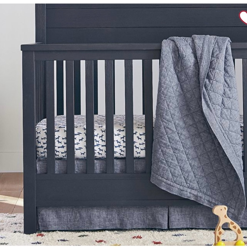 Pottery Barn Kids Linen Baby Quilt & Crib Skirt